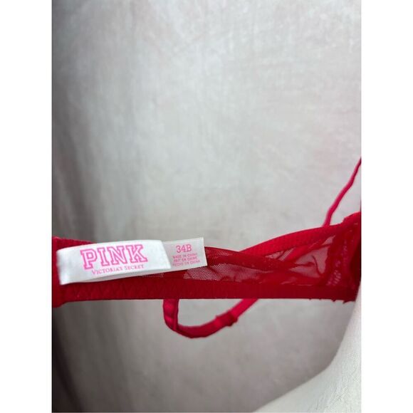 Red Lace Padded Victoria’s Secret Bra 34B - Picture 5 of 6